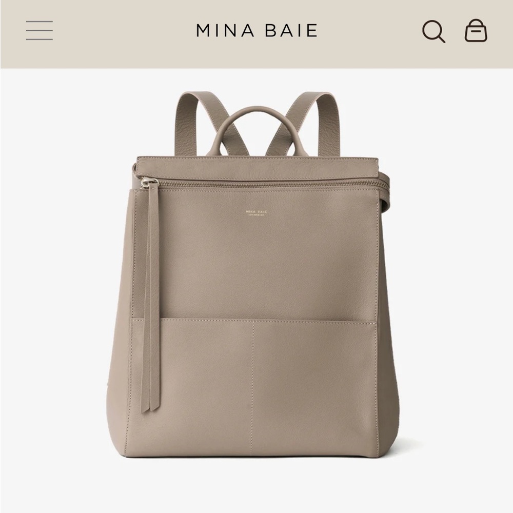 Mina Baie Desert Harper Leather Backpack Diaper Bag - Full